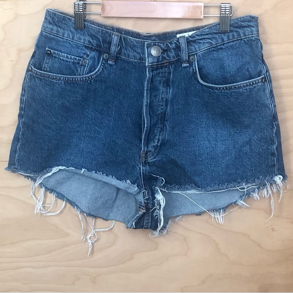 Rag & Bone Maya High Rise Hot Short Cutoff Raw Hem Blue Womens Size 30.